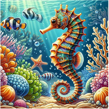 Diamond Art Kits for Adults Ocean, Seahorse 5D Diamond Painting for Adults Begin