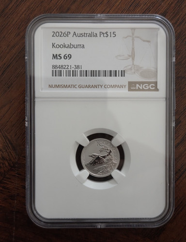 Australia 2026P $15 Kookaburra Platinum Coin 0.9995 NGC MS69