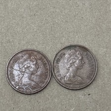 Queen Elizabeth II Coin - New Half 1/2 Penny (1973) Vintage A plus a 1974  also