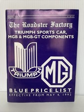 Triumph MGB MGB-GT The Roadster Factory 1992 Spare Parts Catalog / Catalogue