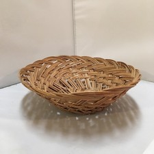 Woven Wicker Basket Home Decor Medium Brown Oval Open Weave Cottagecore