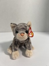 Vtg. 1999 Ty Beanie Baby Cat “Silver” Grey Plush