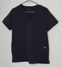 FIGS Technical Collection Scrub Top Womens Size S Gray V-Neck Short Sleeve
