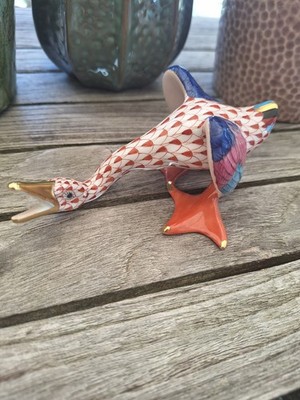 Herend Porzellan Figur Gans Top Zustand aus Vitrine 90 ziger Jahre Fishnet 