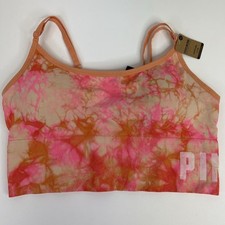 Victoria's Secret Pink Active Seamless Lightly Lined Sports Bra Orange Size XL