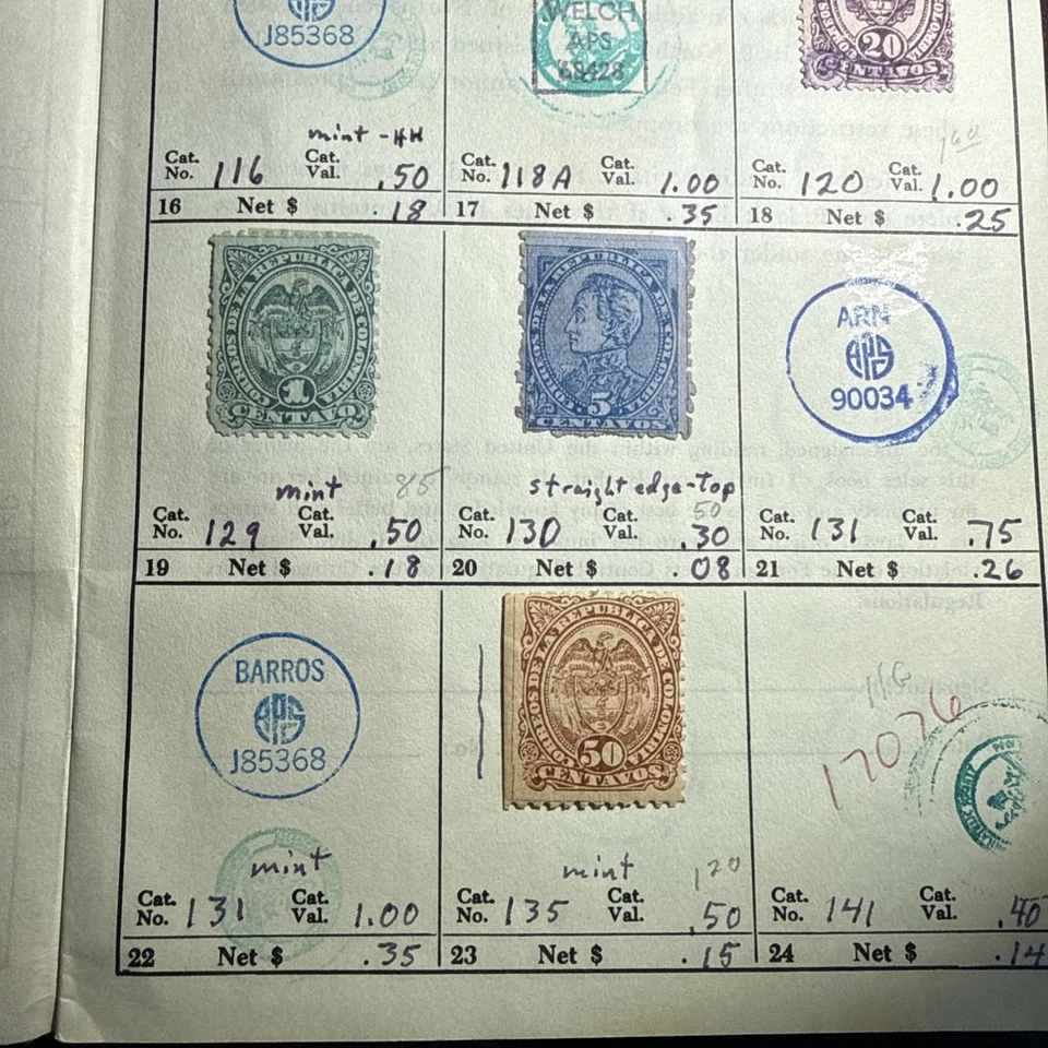 Lote de estampillas de Columbia bonito lote de 71 estampillas usadas/bisagras en folleto años 1870’s-1940’s Foto 4 de 4