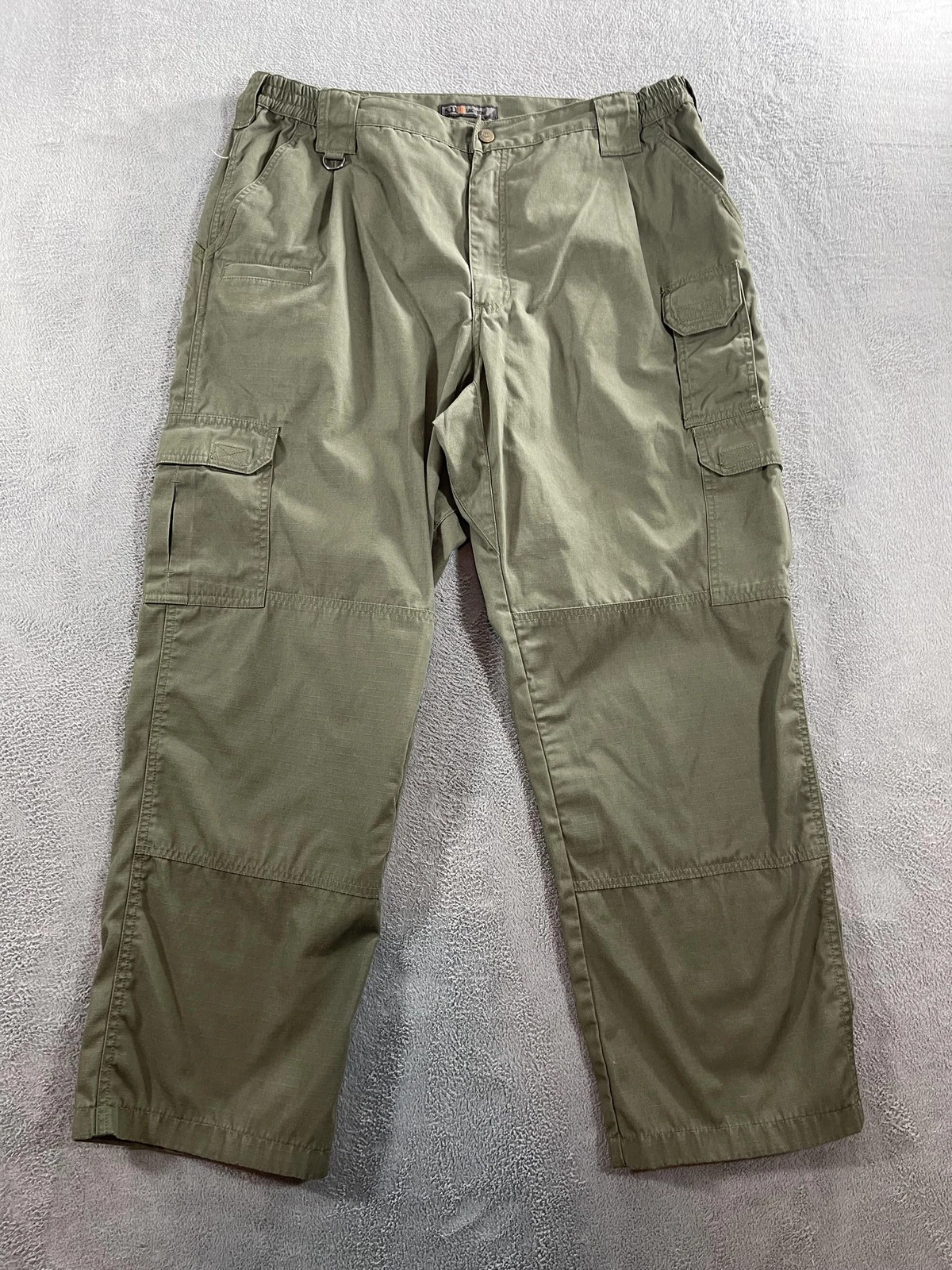 5.11 Tactical Pants Mens 38x30* Green Cargo Ripstop Elastic Waist Outdoor Hiking