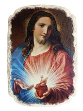 Sacred Heart Jesus 8" x 5" Table Wall Plaque Placa Imagen Sagrado Corazon Jesus