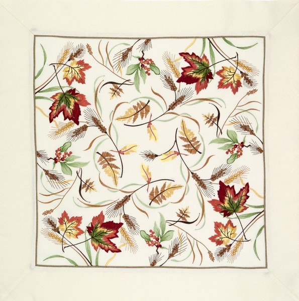 Tischdecke Beige Herbstlich Bestickt Mitteldecke 85X85 TischwäSche Bunte BläTter-image