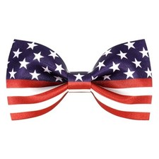 Men's American Flag Bow Tie Satin Silk Pre-tied Solid Stars Big Star Classic