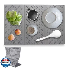 SCYFREID Silicone Dish Drying Mat for Kitchen Counter,16x24 Collapsible Trifo