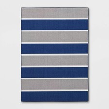 4'x5'6" Rugby Striped Accent Rug Gray/Blue - Room Essentials