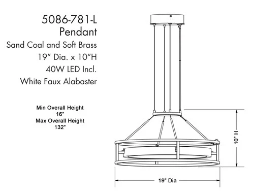Minka Lavery 5086-L Levitation 19"W LED Linear Pendant - Soft Brass / Sand Coal - Picture 4 of 9