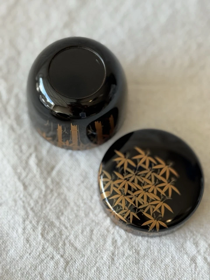 Carrito de bambú vintage japonés de laca a mano Natsume Matcha/ceremonia del té patrón Foto 3 de 4