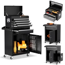 Tool Chest with 5-Drawers Rolling Tool Storage Cabinet with Detachable Top Tool