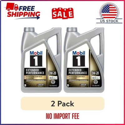 (2 pack) Mobil 1 Extended Performance Full Synthetic Motor Oil 0W-20, 5 Quart
