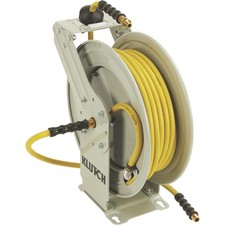 Klutch Auto-Rewind Dual-Arm Air Hose Reel with 3/8in. x 50ft. Hose, 300 PSI