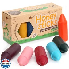 Honeysticks 100 Pure Beeswax Crayons 12 Pack - Non Toxic Crayo