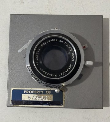 Schneider Repro-Claron 210mm F9 Mounted On 4x5 Graphic Board Synchro Compur Lens