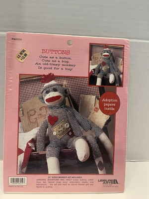 Sock Monkey KIT Leisure Arts #46259 UNOPENED Buttons