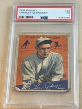 1934 GOUDEY #23 CHARLEY GEHRINGER PSA PR 1 DETROIT TIGERS BASEBALL CARD.