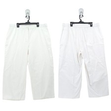 Eileen Fisher Women 1x Plus Cotton Hemp Pants White Wide Leg Cropped Stretch NEW