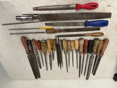 Lot of Vintage Nicholson Files Round Bastard Tapered Square Flat w/ Wood Handle