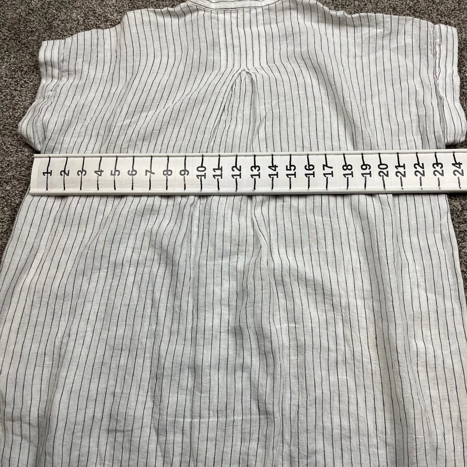 EILEEN FISHER Stripe Linen Shirt Dress Midi Size M Stripe Linen Shirt Dress - Image 4 of 4