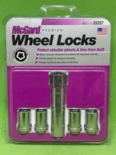 McGard 25257 Chrome Tuner Style Cone Seat Wheel Locks (M12 x 1.5 Thread Size) - 
