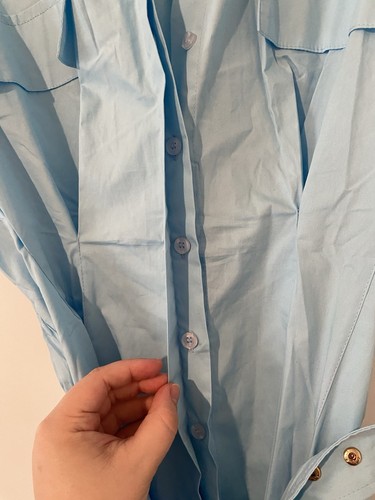 Abito mini camicia stile western con cintura blu La’ Ros taglia media nuovo con etichetta - Foto 4 di 6