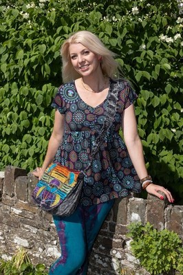 Wicked Dragon Delilah Mushroom Print Tunika Top - stretchig, Empire Line, Taschen