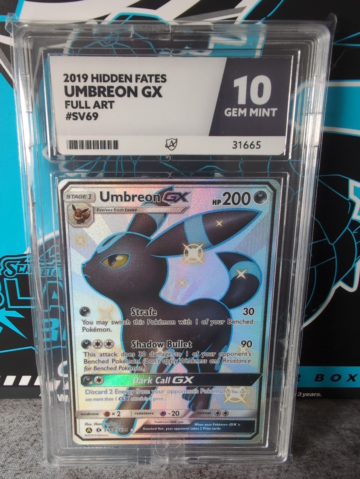 Pokémon TCG Umbreon GX Hidden Fates SM SV69/SV94 GEM MINT 10