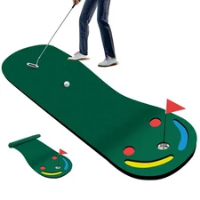 3-Hole Golf Putting Mat Indoor Outdoor Portable Training Green 9.8 x 3 FT