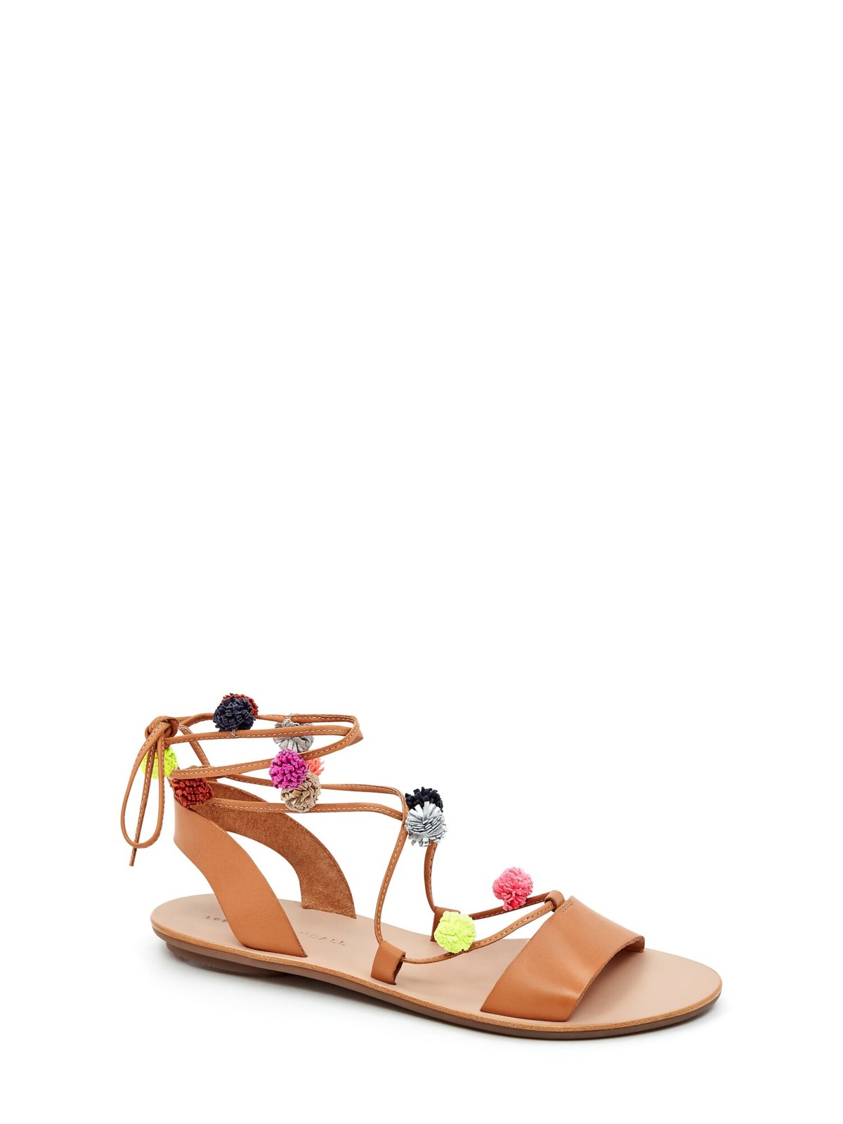 LOEFFLER RANDALL Womens Brown Pom-Pom Saskia Round Toe Leather Sandals Shoes 85 13490₽