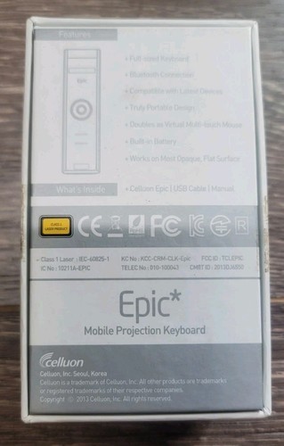 Epic Mobile Projection Keyboard by Celluon Qwerty Silver Bluetooth - Picture 2 of 14