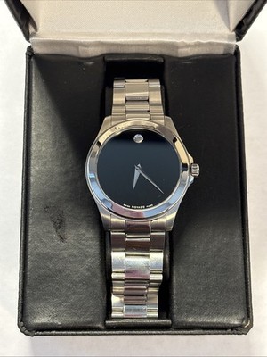 Movado 84 E7 1891 38mm Men's Silver Stainless Steel Watch w/Original Box