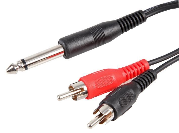 PRO SIGNAL - 6.35mm (1/4"") Mono Jack Plug to 2x Phono RCA Plugs Lead, 2m Black