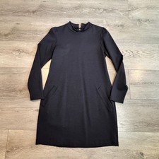 Veronica M Black Mock Neck Long Sleeve Shift Dress with Pockets Size Small S