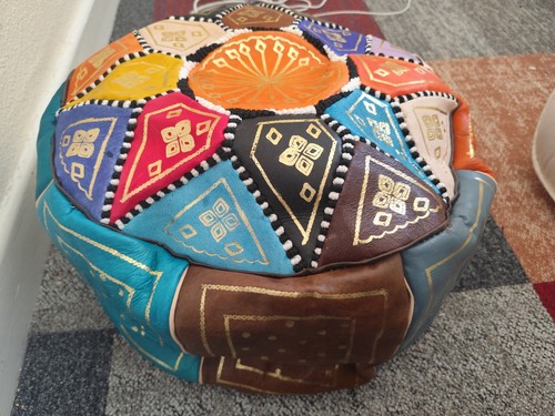 Handgefertigter bunter Pouf Neu Echtleder Poufe Pouf Fußbank klein