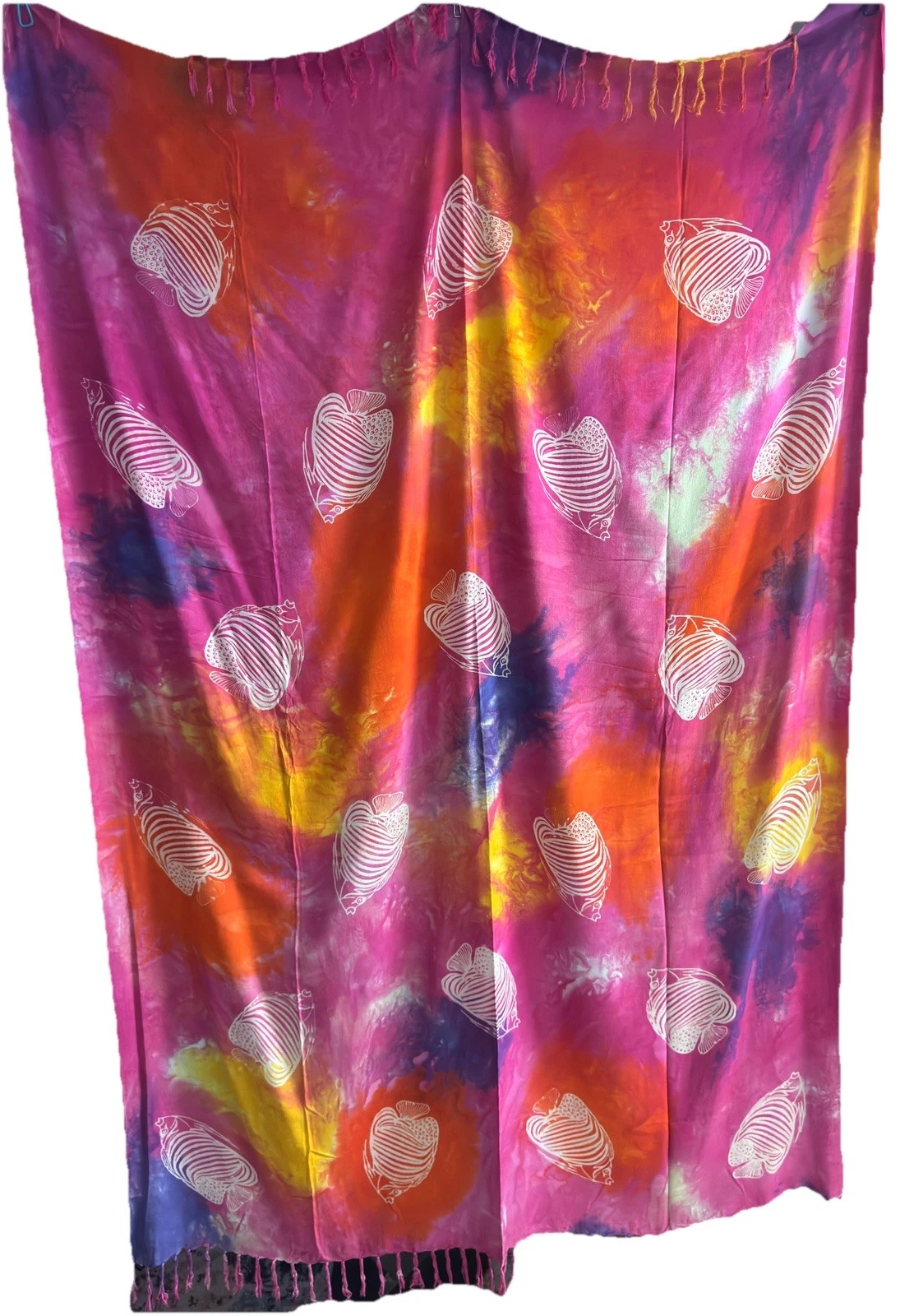 Vintage 90s Rayon Scarf/Sarong/Wall Hanging, light & airy, great at the beach