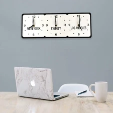 Three Time Zones Clocks & Desk Stand - Mirror