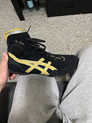 ASICS Dan Gable Black Yellow High Top Wrestling Shoes