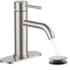 Brushed Nickel Bathroom Faucet 1 Hole, Modern Single Handle One Hole Bathroom...