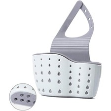 Sponge Holder for Kitchen Sink with Drain Holes and Adjustable Hanging Design