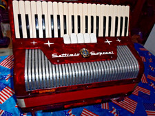 STUNNING SETTIMIO SOPRANI 120 BASS PIANO ACCORDION 3 VOICE , RED PEARL, ITALY