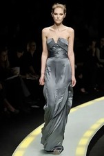 *VERSACE* by Donatella Versace Ruffled Metallic Silk Bustier Gown–Runway FW 2008