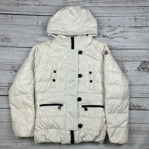 MONCLER Lucie Piumino Trapuntato Giubbotto Donna Bomber Cappotto Sci Bianco Tg 2