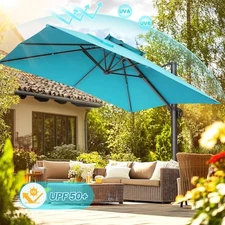 HOTIME 10x10ft Patio Umbrella Offset Pool Cantilever Umbrella Double Top Upgrade