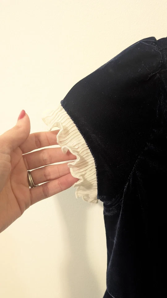 Vestido de férias Janie And Jack veludo marinho feminino tamanho 8 - Imagem 3 de 4