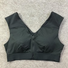 Tommie Copper Sports Bra Womens Large Black Zip Front Copper Znery Support Gym